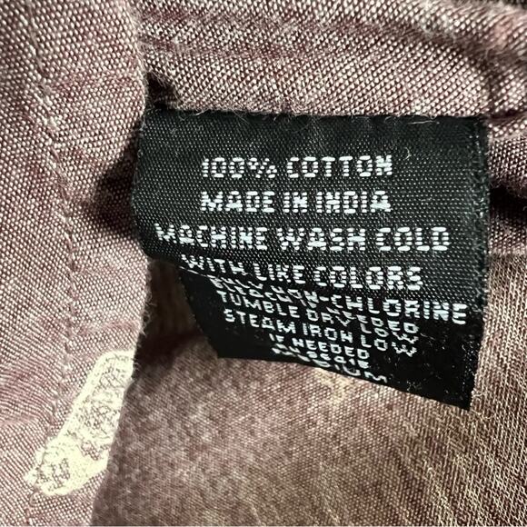 Free Nature Button Down Shirt Mens M Purple 100% Cotton Wolf Pattern Heritage - Picture 5 of 5